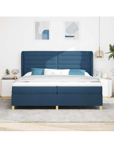 Letto con molle e materasso Grigio Scuro 90x190 cm Tessuto Blu