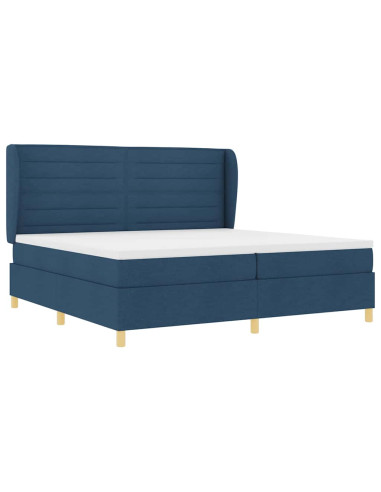 Letto con molle e materasso Grigio Scuro 90x190 cm Tessuto Blu