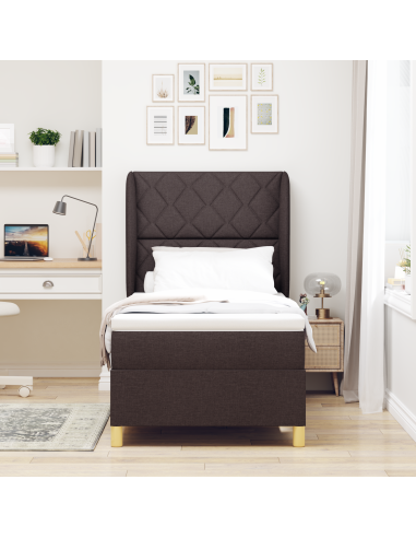 Letto con molle e materasso Grigio Scuro 90x190 cm Tessuto