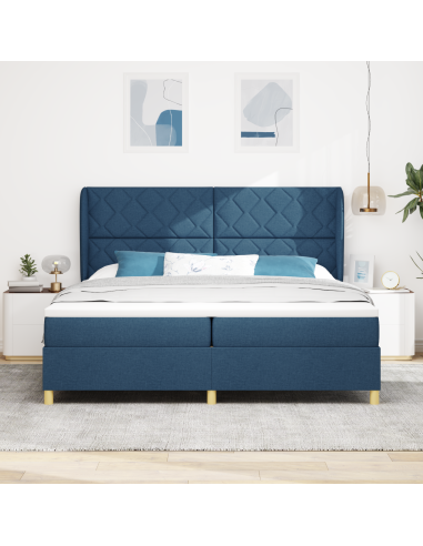 Letto con molle e materasso Grigio Scuro 90x190 cm Tessuto Blu
