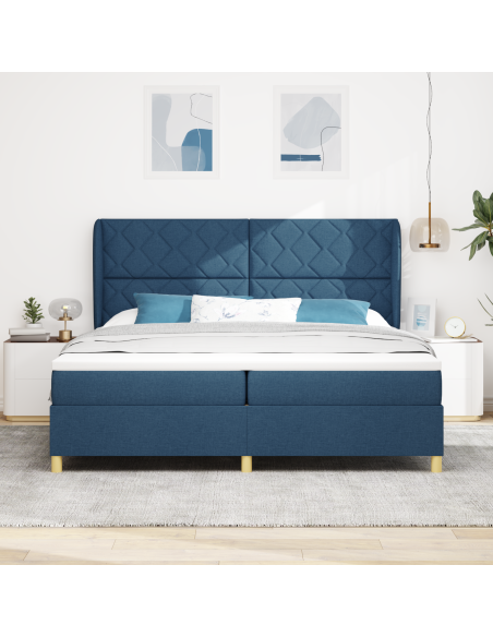 Letto con molle e materasso Grigio Scuro 90x190 cm Tessuto Blu