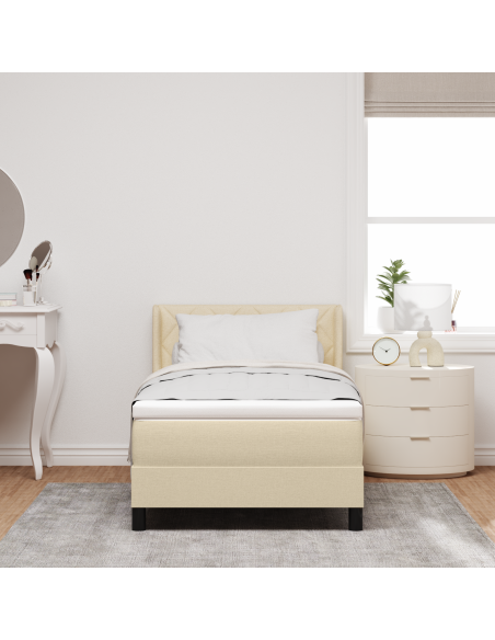 Letto a molle con materasso Crema 200 x 90 cm Poliestere