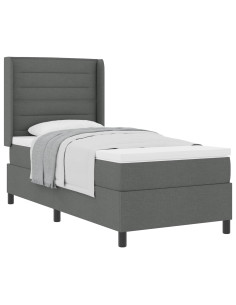 Letto a molle con materasso Grigio scuro 100 x 200 cm Tessuto 2