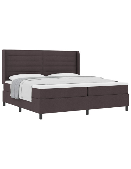 Letto a molle con materasso Marrone scuro 200 x 200 cm Tessuto