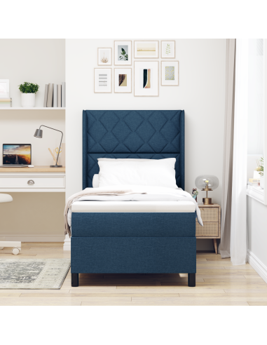 Letto a molle con materasso Blu 100 x 200 cm Tessuto