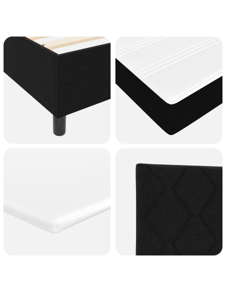 Letto a molle con materasso Nero 200 x 200 cm Tessuto