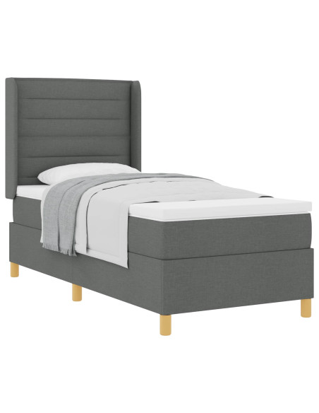 Letto a molle con materasso Grigio scuro 100 x 200 cm Tessuto