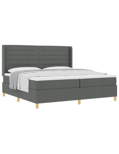 Letto a molle con materasso Grigio scuro 200 x 200 cm Tessuto 2
