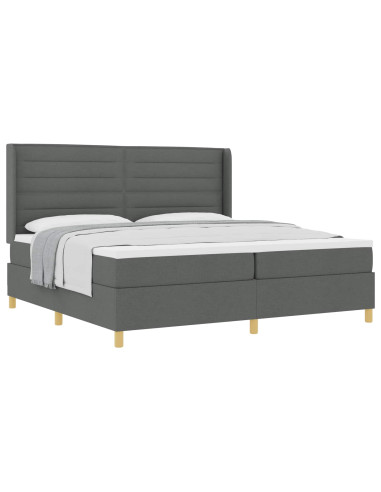 Letto a molle con materasso Grigio scuro 200 x 200 cm Tessuto