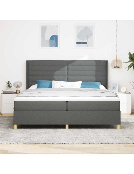 Letto a molle con materasso Grigio scuro 200 x 200 cm Tessuto