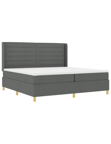 Letto a molle con materasso Grigio scuro 200 x 200 cm Tessuto