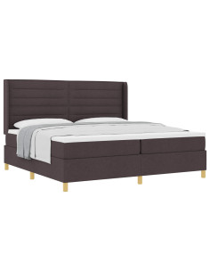 Letto a molle con materasso Marrone Scuro 200 x 200 cm Tessuto 2