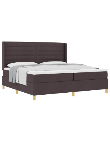 Letto a molle con materasso Marrone Scuro 200 x 200 cm Tessuto