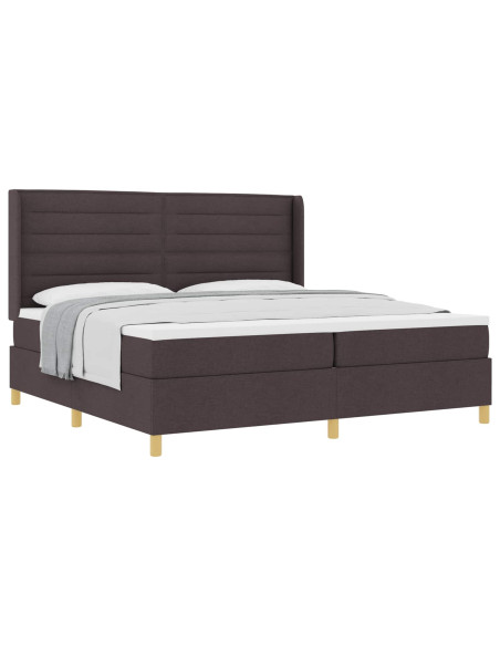 Letto a molle con materasso Marrone Scuro 200 x 200 cm Tessuto