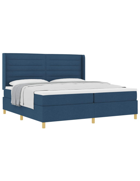 Letto a molle con materasso Blu 200 x 200 cm Tessuto