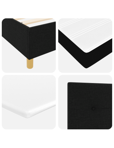 Letto a molle con materasso Nero 90 x 200 cm Tessuto