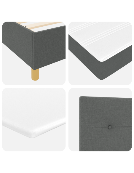 Letto a molle con materasso Grigio scuro 140 x 200 cm Tessuto