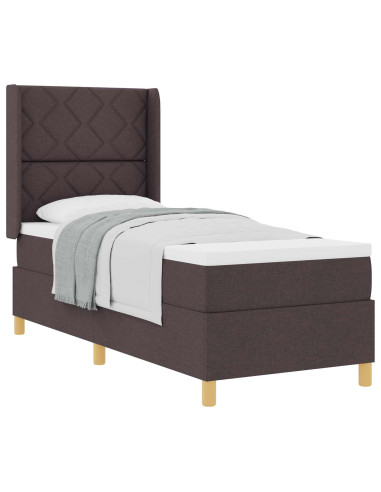 Letto a molle con testiera Marrone Scuro 80 x 200 cm Tessuto