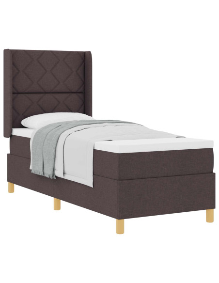Letto a molle con testiera Marrone Scuro 80 x 200 cm Tessuto