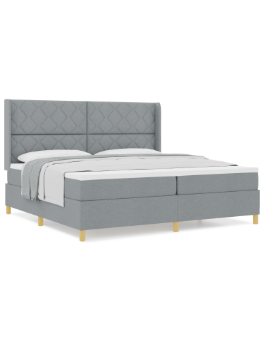 Letto a molle con materasso Grigio chiaro 200 x 200 cm Tessuto