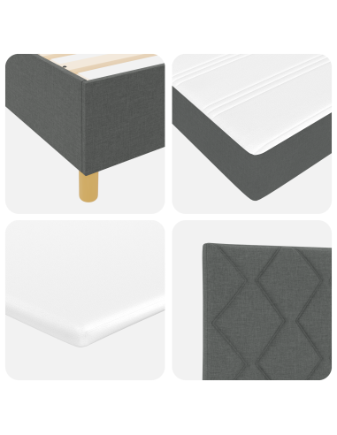 Letto a molle con materasso Grigio scuro 200 x 200 cm Tessuto