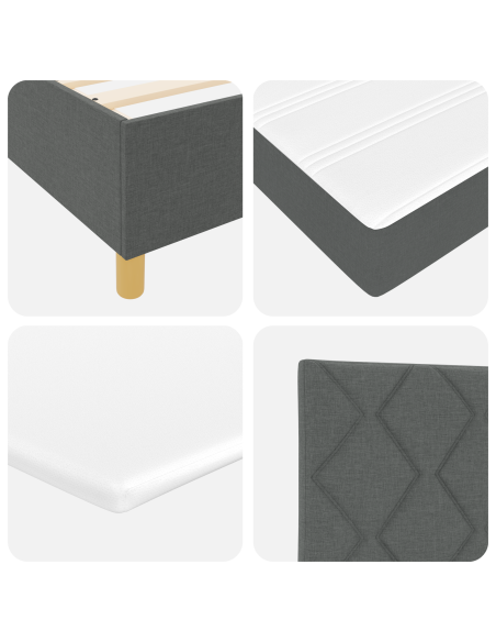 Letto a molle con materasso Grigio scuro 200 x 200 cm Tessuto