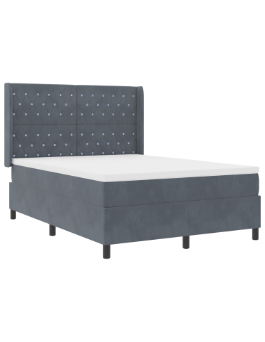 Letto a molle con materasso Grigio scuro 140 x 200 cm Velluto