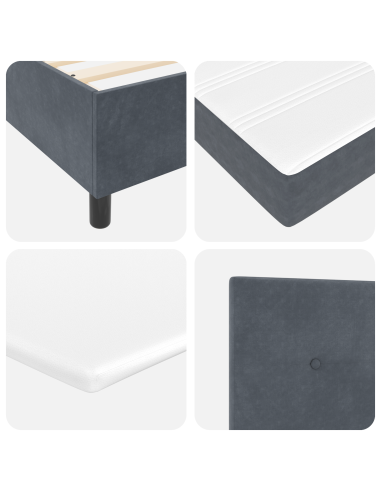 Letto a molle con materasso Grigio scuro 140 x 190 cm Velluto