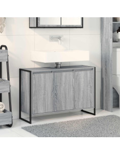 Mobile da Bagno Grigio Sonoma 90 x 30 x 60 cm Legno multistrato
