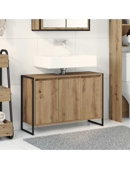 Mobile da Bagno con porta Rovere Artigianale 90 x 30 x 60 cm