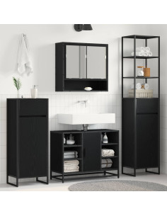 Mobile da Bagno Rovere Nero 40 x 30 x 100 cm Legno multistrato