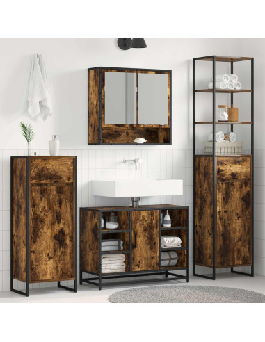 Mobile da Bagno con cassetto Quercia Fumosa 40 x 30 x 100 cm