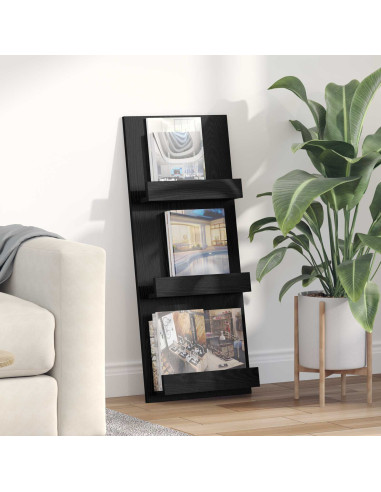 Scaffale per riviste Rovere Nero 43 x 11 x 102 cm
