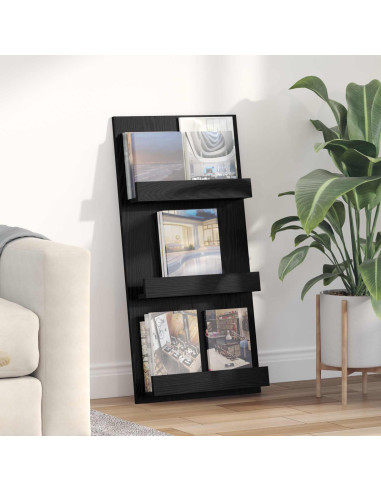 Scaffale per riviste Rovere Nero 51 x 11 x 102 cm