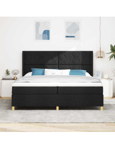 Letto a molle con materasso Nero 200 x 200 cm Tessuto