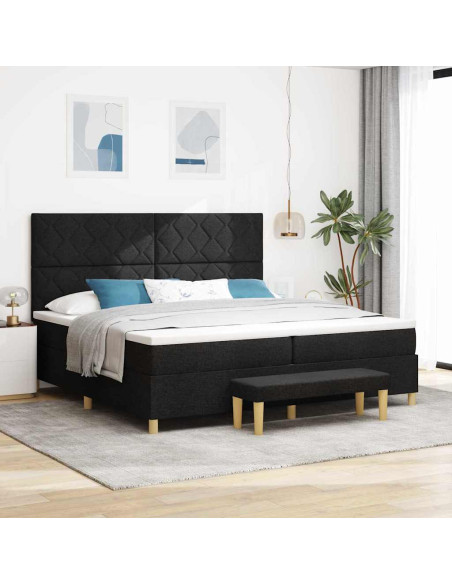 Letto a molle con materasso Nero 200 x 200 cm Tessuto