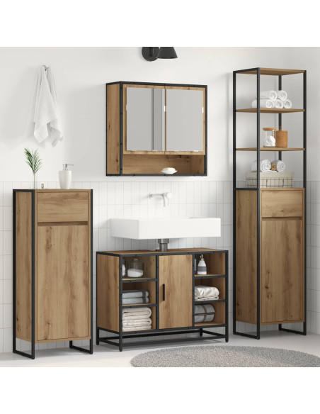 Mobile da Bagno con porta Rovere Artigianale 40 x 30 x 100 cm