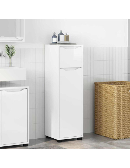 Mobile da Bagno con cassetto Bianco Lucido 30,5 x 30 x 101 cm