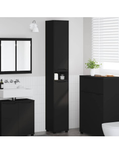 Mobile da Bagno Nero 30,5 x 30 x 195 cm Legno multistrato