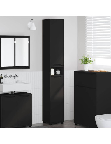 Mobile da Bagno Nero 30,5 x 30 x 195 cm Legno multistrato