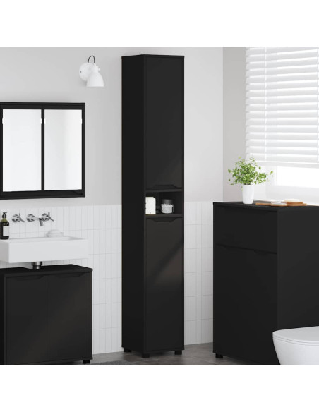 Mobile da Bagno Nero 30,5 x 30 x 195 cm Legno multistrato