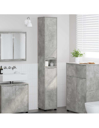 Mobile da Bagno con porta Grigio cemento 30,5 x 30 x 195 cm