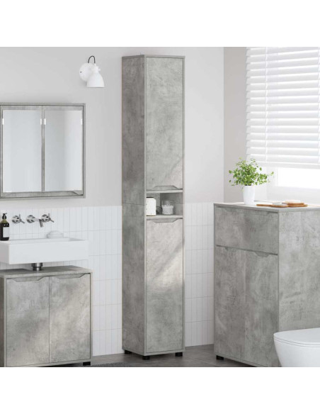 Mobile da Bagno con porta Grigio cemento 30,5 x 30 x 195 cm