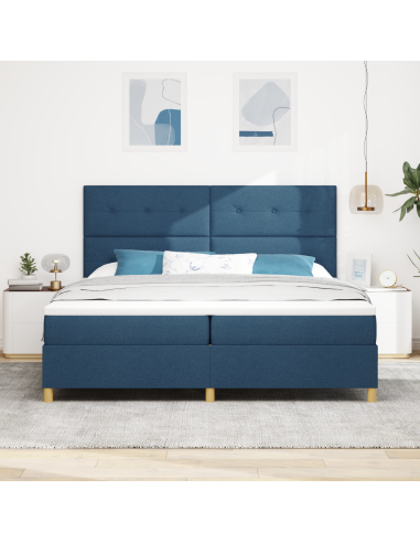 Letto a Sorgente LED con materasso Blu 200 x 200 cm Tessuto