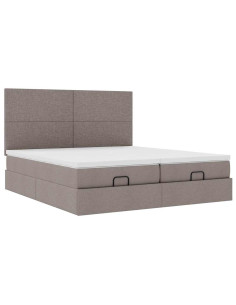 Struttura Letto Pouf con Materassi Tortora 160x200cm in Tessuto