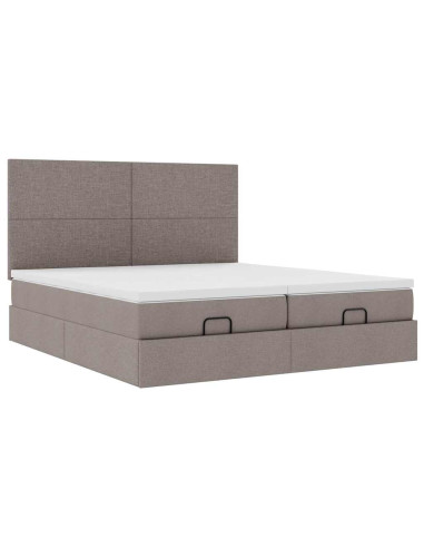 Struttura Letto Pouf con Materassi Tortora 160x200cm in Tessuto