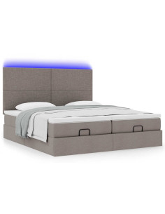 Struttura Letto Pouf con Materassi Tortora 160x200cm in Tessuto