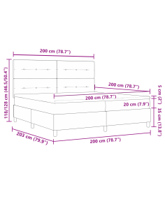 Letto a molle con materasso Blu 200 x 200 cm Tessuto
