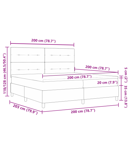 Letto a molle con materasso Blu 200 x 200 cm Tessuto