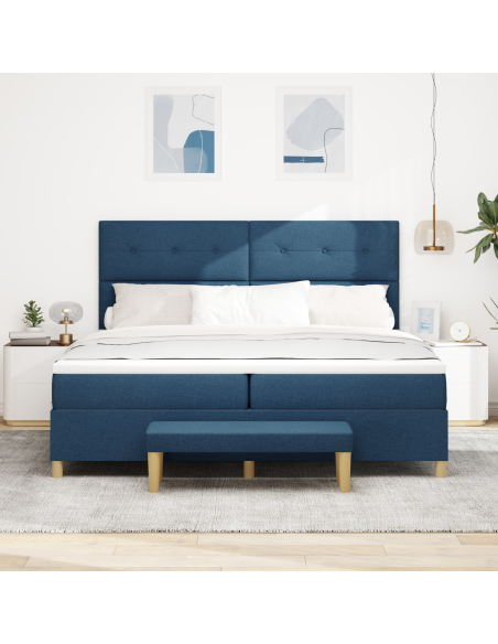 Letto a molle con materasso Blu 200 x 200 cm Tessuto